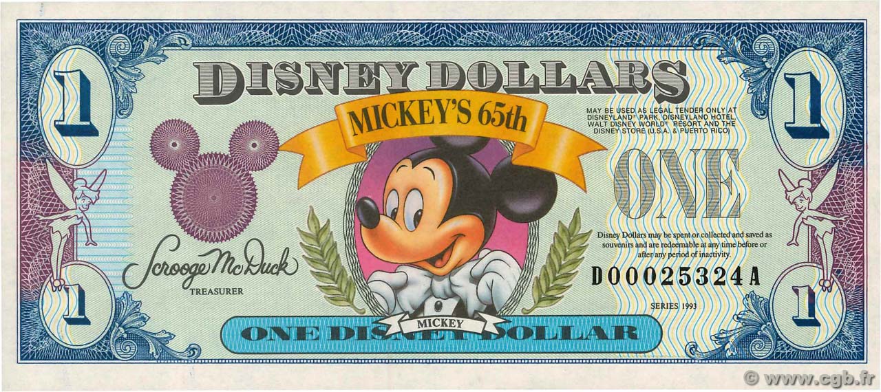 1 Disney dollar Commémoratif STATI UNITI D AMERICA  1993  FDC