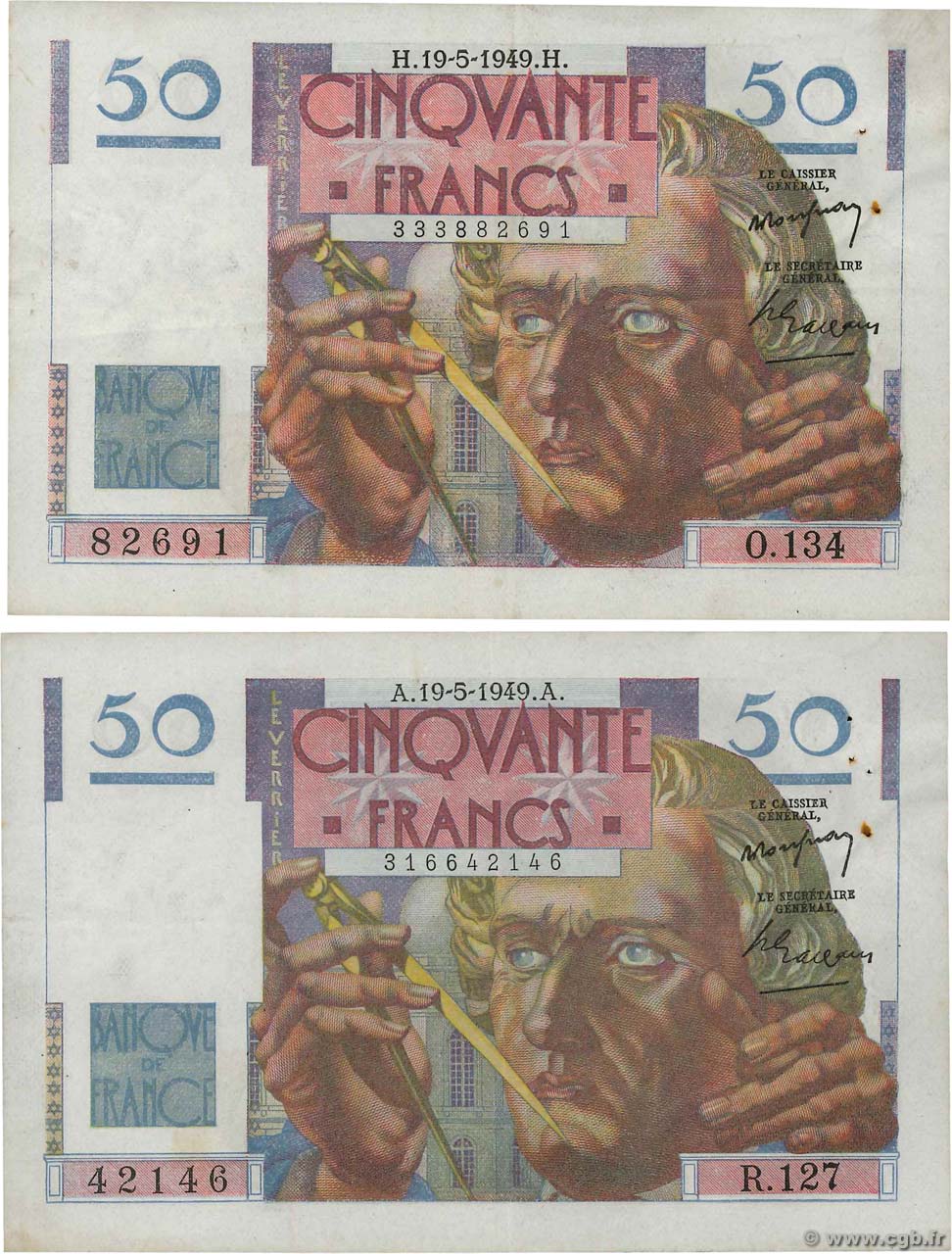 50 Francs LE VERRIER Lot FRANKREICH  1947 F.20.07 SS