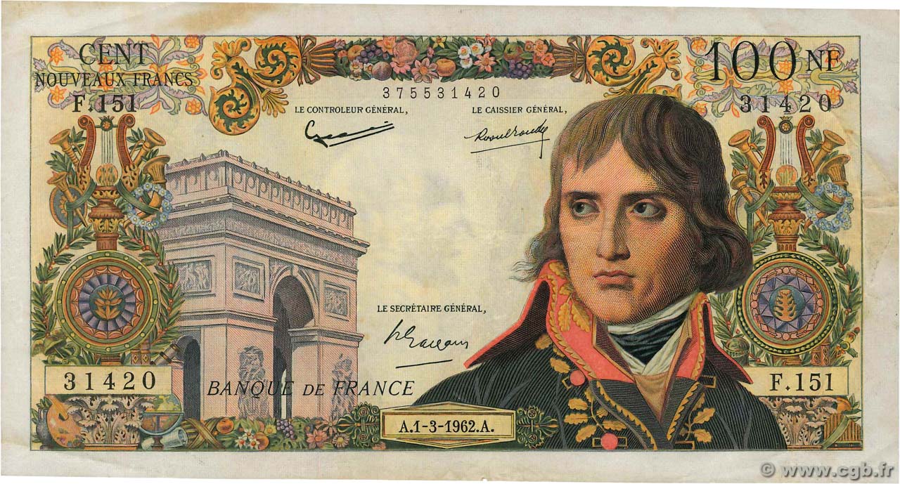 100 Nouveaux Francs BONAPARTE FRANKREICH  1962 F.59.14 SS