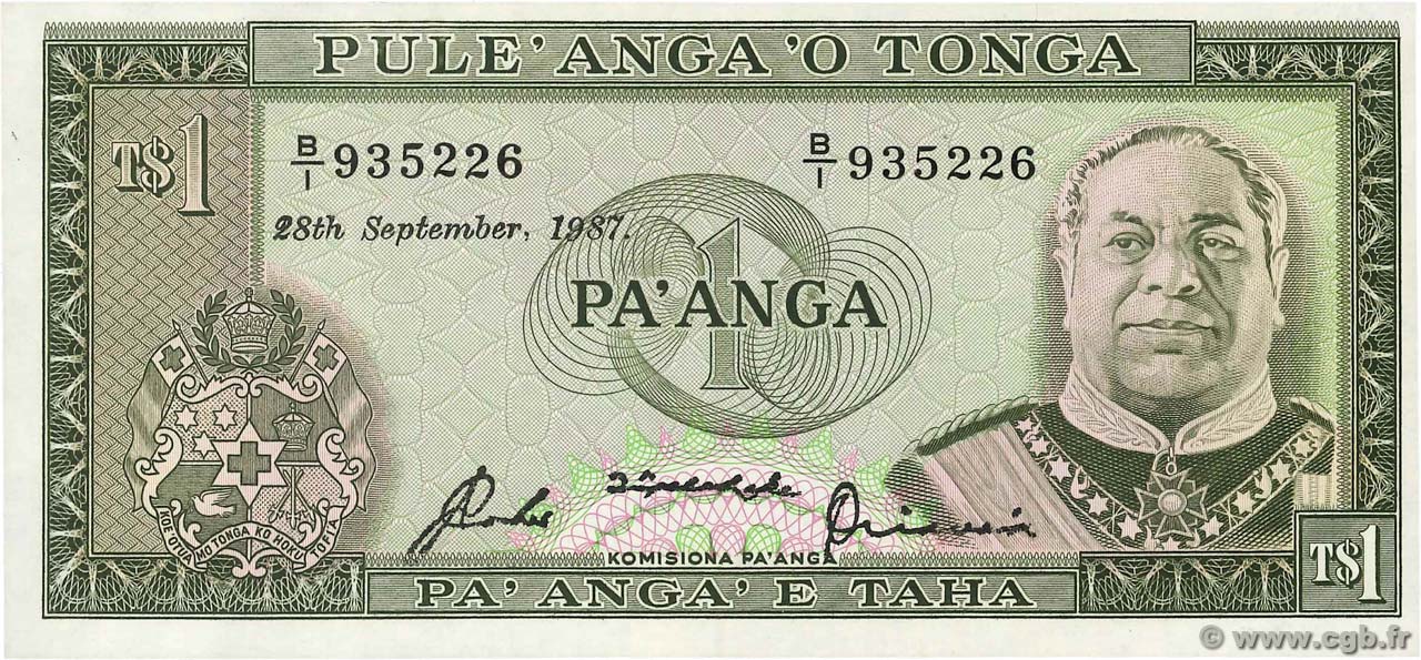 1 Pa anga TONGA  1987 P.19c pr.NEUF