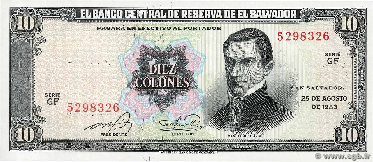 10 Colones EL SALVADOR  1983 P.135a UNC