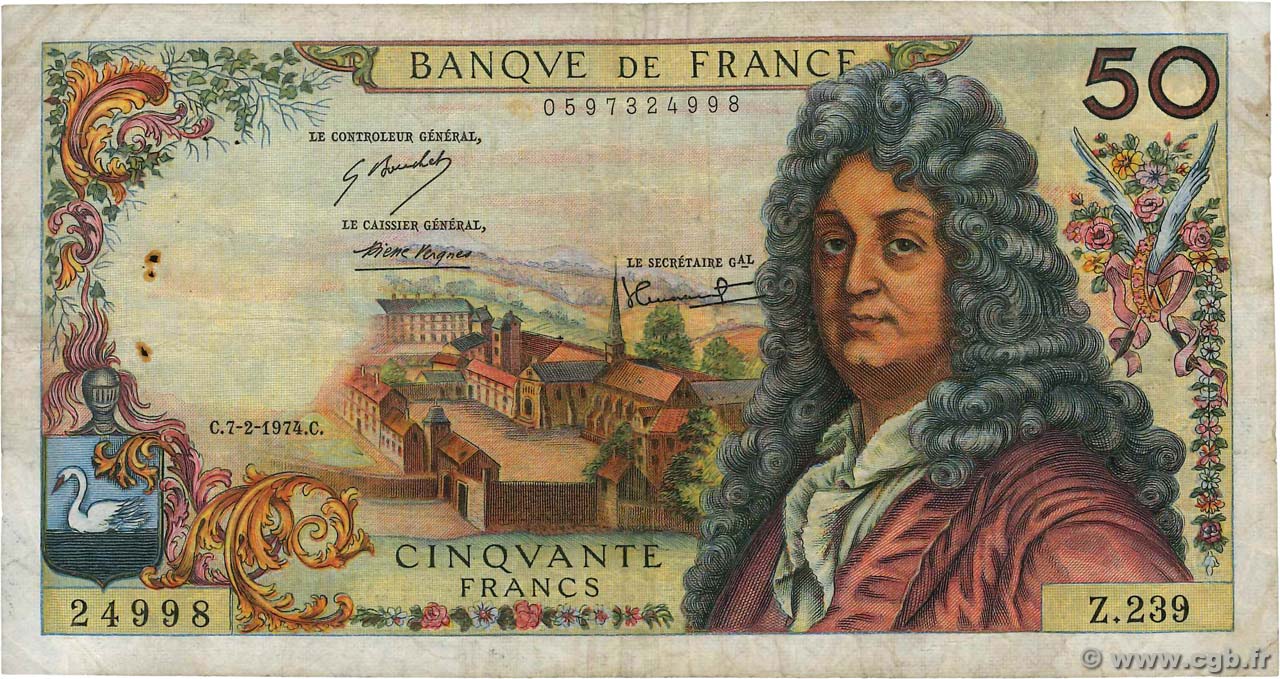 50 Francs RACINE FRANCIA  1974 F.64.26 MB