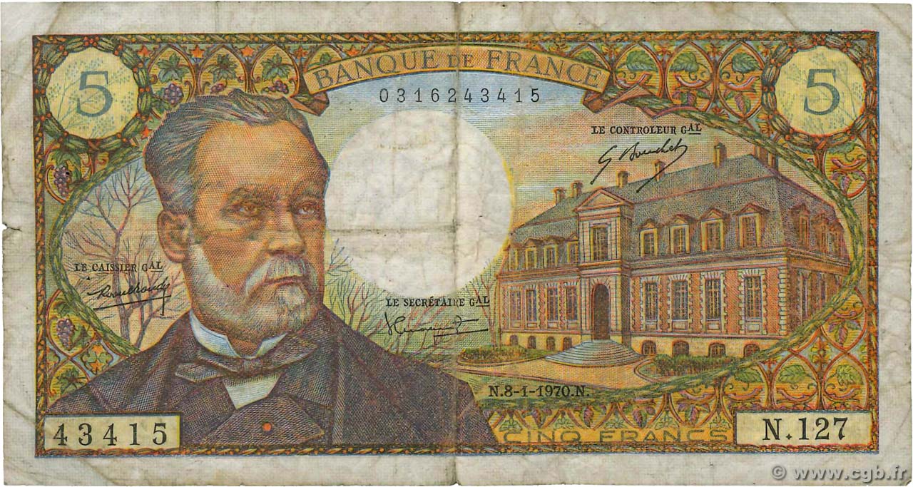 5 Francs PASTEUR FRANCE  1970 F.61.12 B