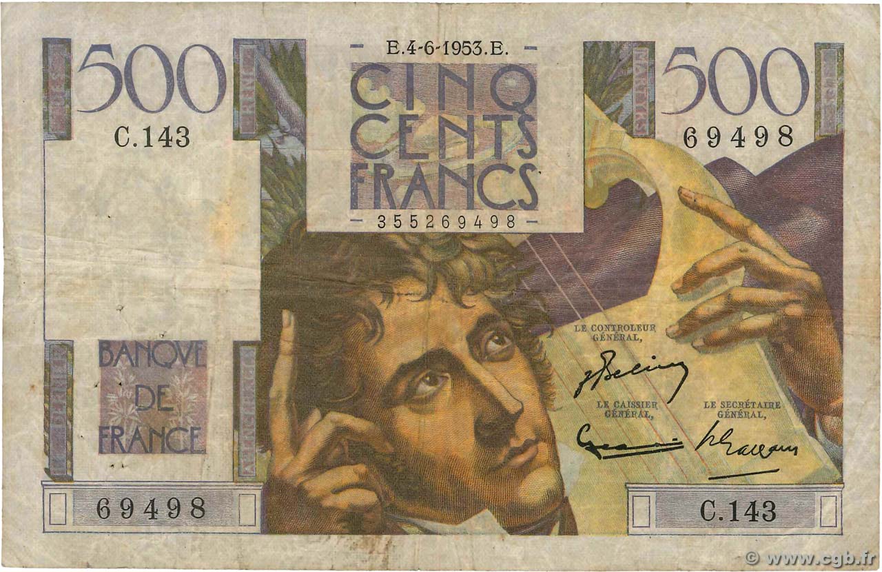 500 Francs CHATEAUBRIAND FRANCE  1953 F.34.12 pr.TB