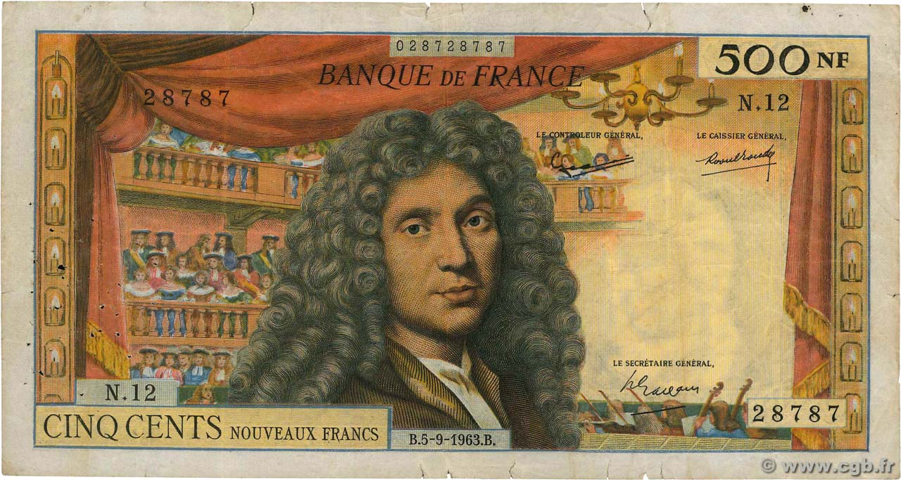500 Nouveaux Francs MOLIÈRE FRANCE  1963 F.60.05 TB