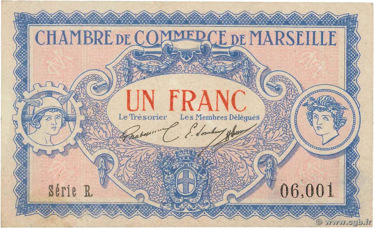 1 Franc FRANCE Regionalismus und verschiedenen Marseille 1917 JP.079.64 VZ