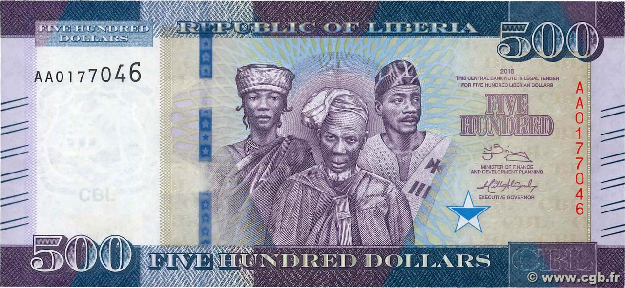 500 Dollars LIBERIA  2016 P.36 UNC