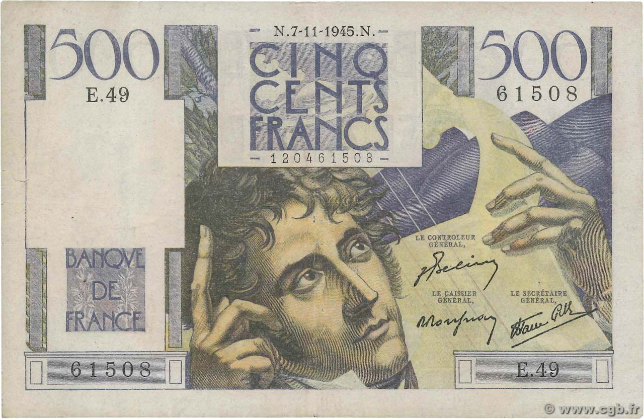 500 Francs CHATEAUBRIAND FRANCE  1945 F.34.03 B