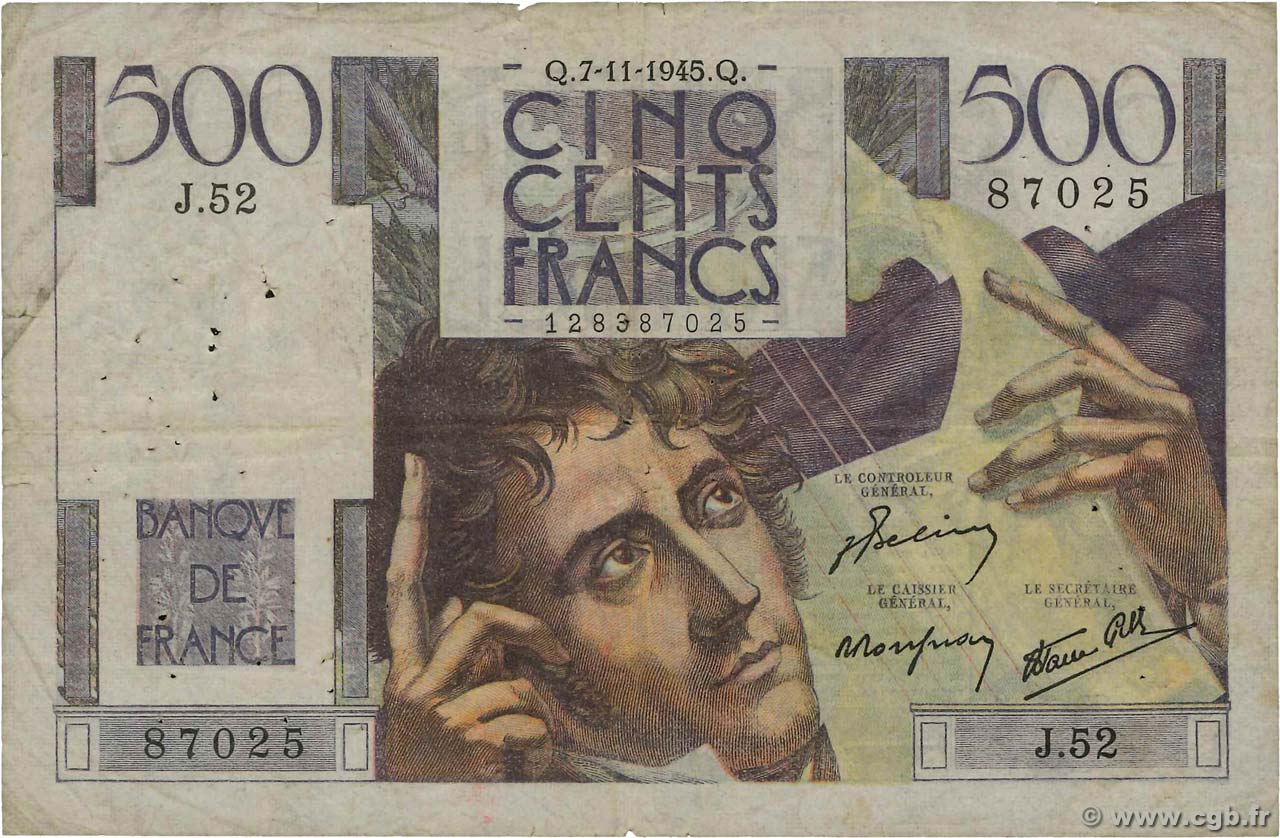 500 Francs CHATEAUBRIAND FRANCIA  1945 F.34.03 q.MB