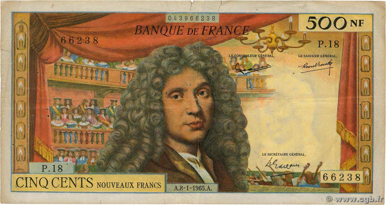 500 Nouveaux Francs MOLIÈRE FRANKREICH  1965 F.60.08 S