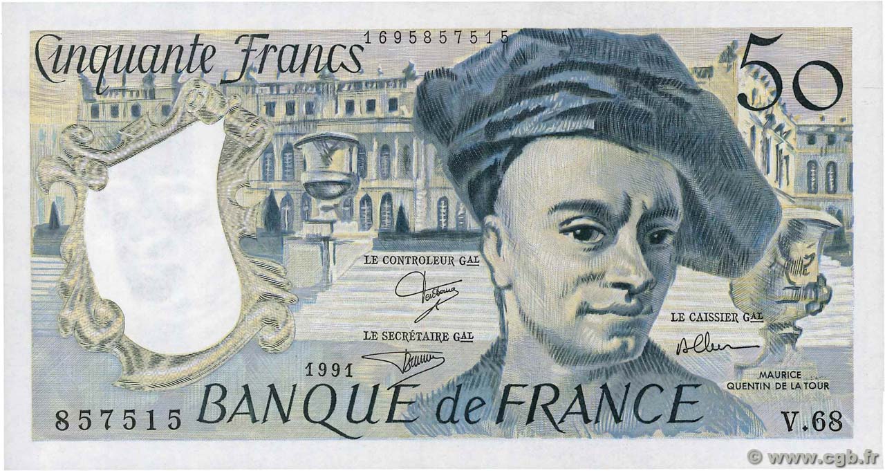 50 Francs QUENTIN DE LA TOUR FRANCIA  1991 F.67.17 AU