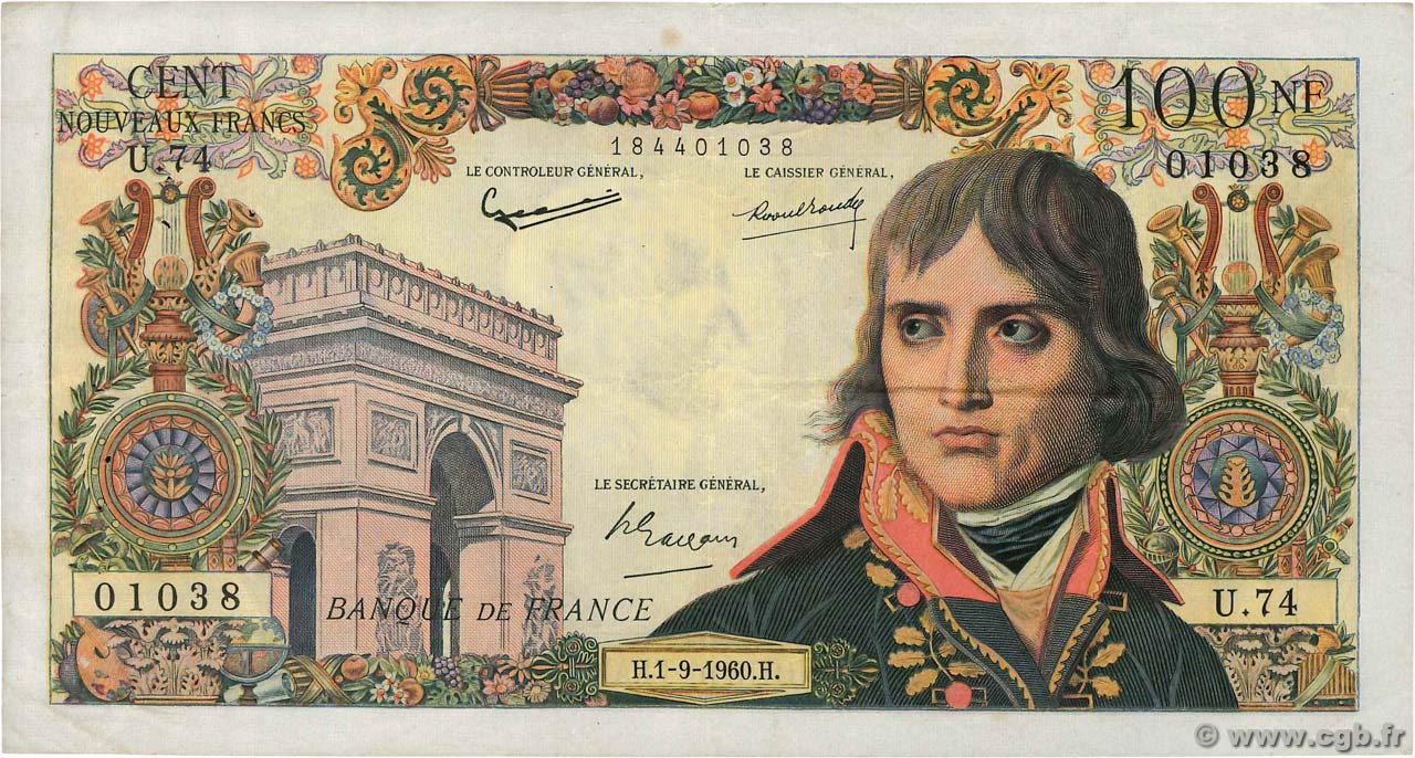 100 Nouveaux Francs BONAPARTE FRANCIA  1960 F.59.07 BC+