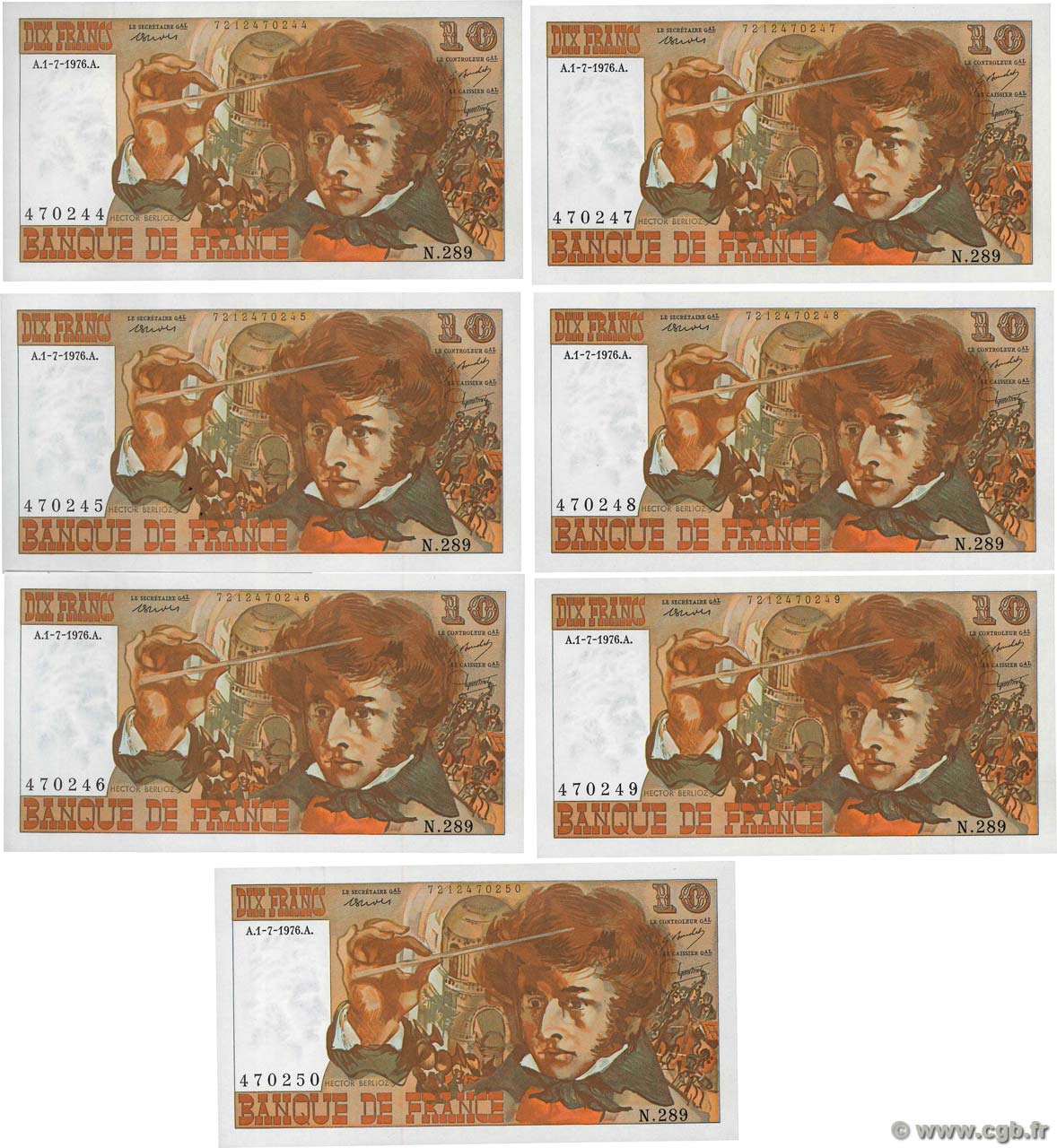 10 Francs BERLIOZ Consécutifs FRANCE  1976 F.63.19 SPL+
