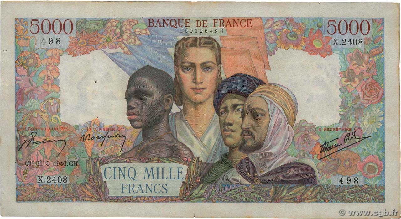 5000 Francs EMPIRE FRANÇAIS FRANCIA  1946 F.47.54 BC