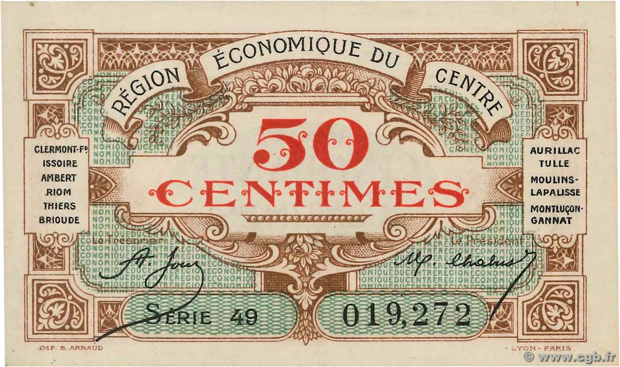 50 Centimes FRANCE régionalisme et divers Région Économique Du Centre 1918 JP.040.05 pr.NEUF