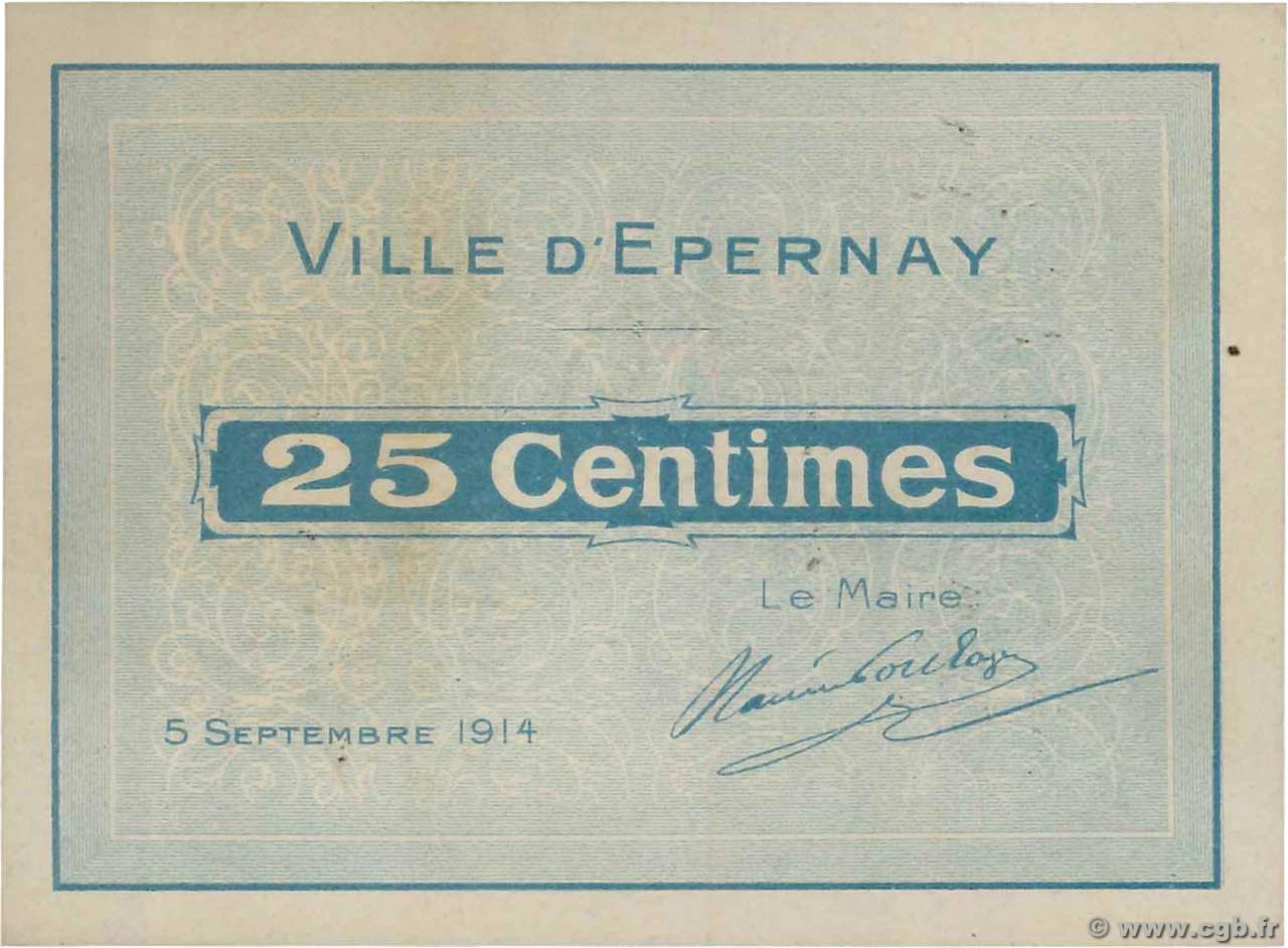 25 Centimes FRANCE régionalisme et divers Epernay 1914 JP.51-14 SUP
