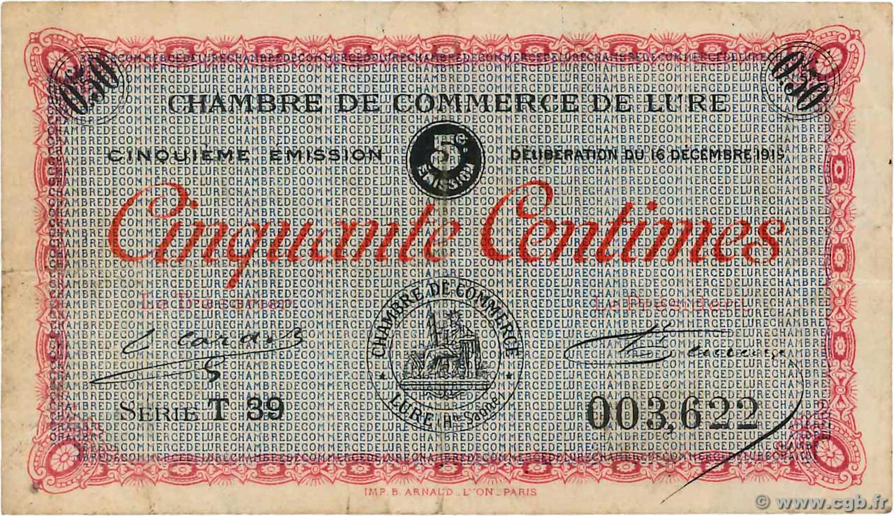 50 Centimes FRANCE régionalisme et divers Lure 1919 JP.076.32 TB