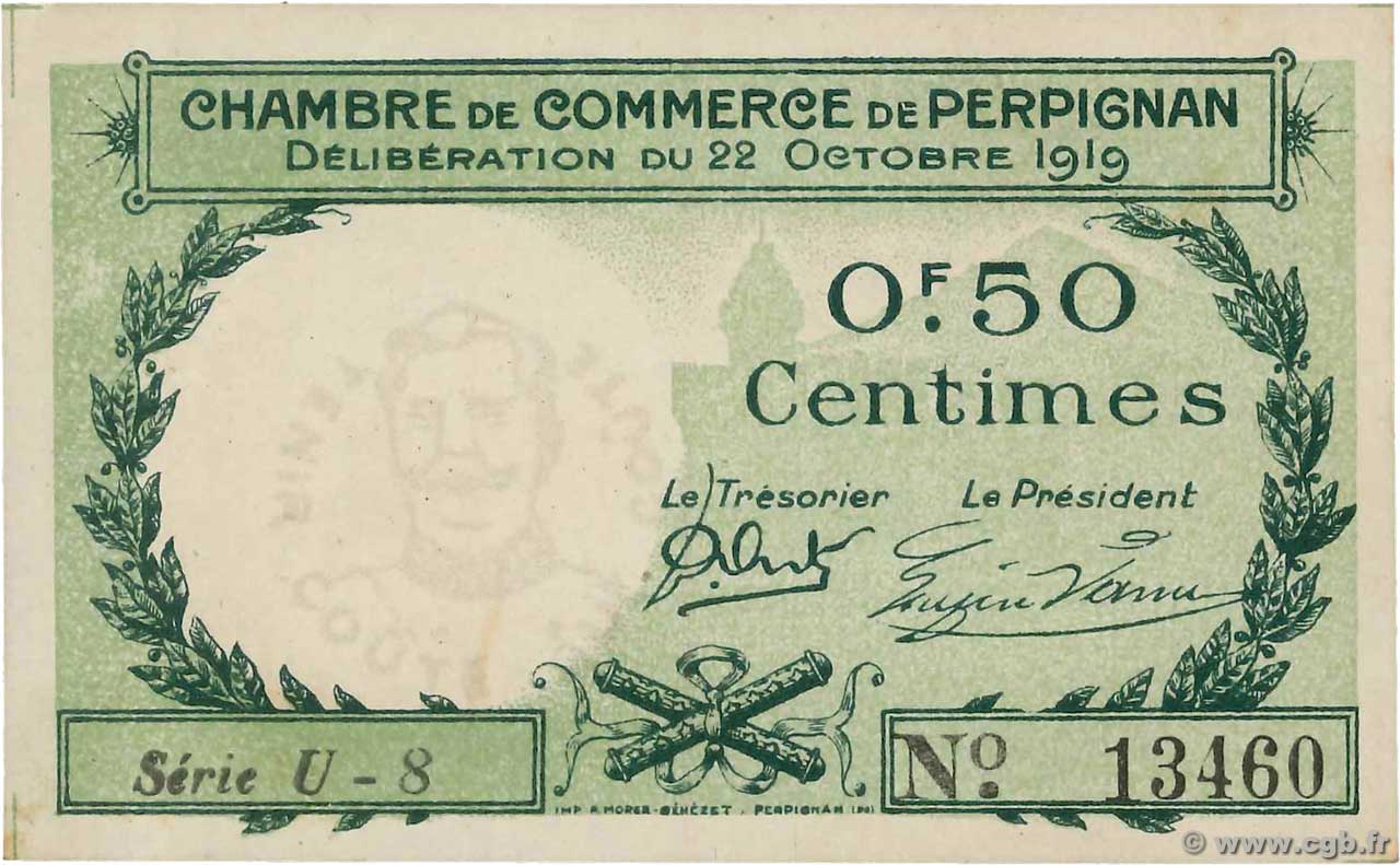 50 Centimes FRANCE régionalisme et divers Perpignan 1919 JP.100.27 SUP