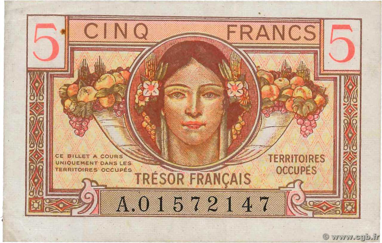 5 Francs TRÉSOR FRANÇAIS FRANCE  1947 VF.29.01 pr.TTB