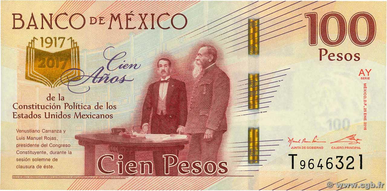 100 Pesos Commémoratif MEXIQUE  2017 P.130d NEUF