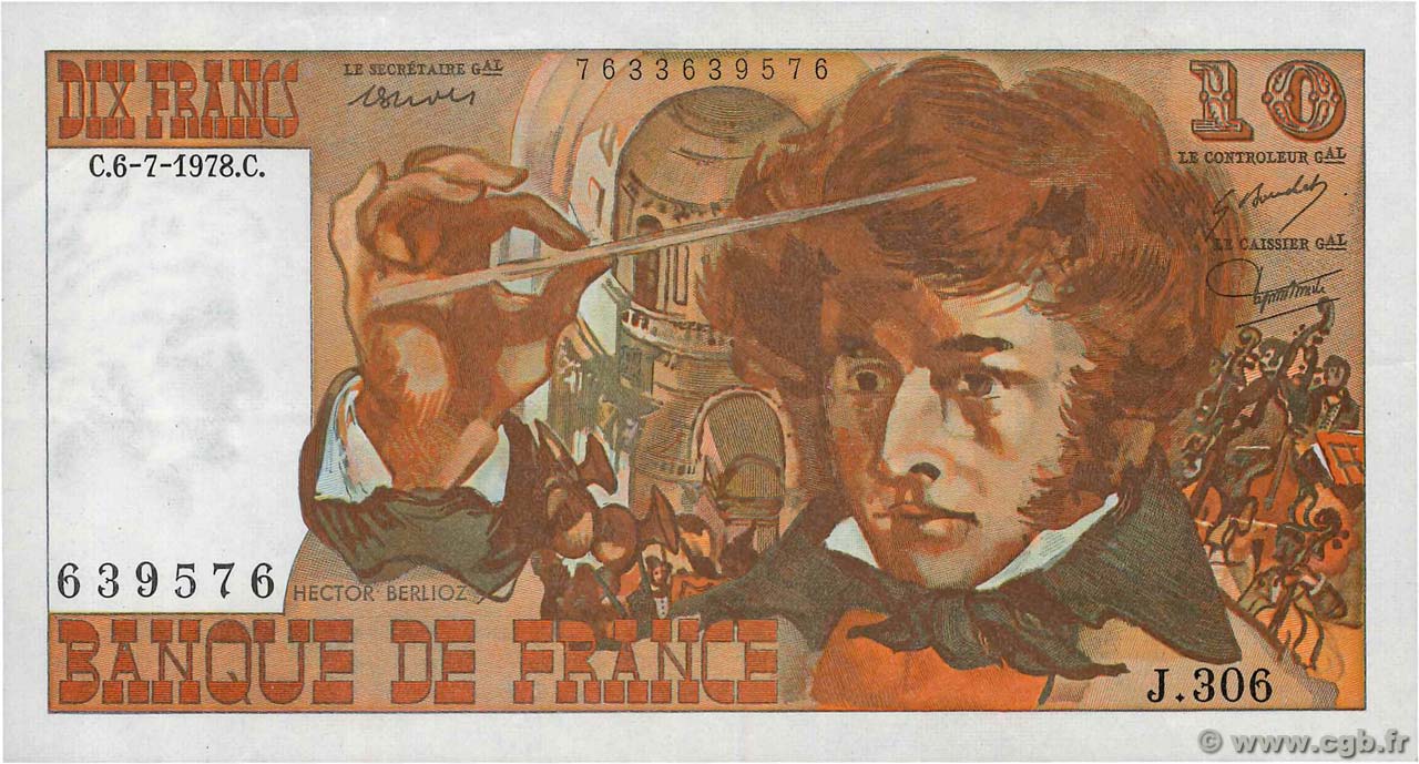 10 Francs BERLIOZ FRANCIA  1978 F.63.25 BB