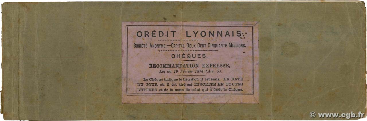 Francs FRANCE regionalism and various Épinal 1900 DOC.Chèque F