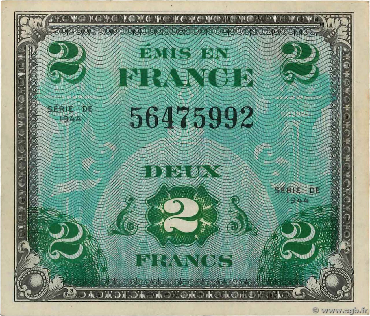 2 Francs DRAPEAU FRANCE  1944 VF.16.01 SPL+