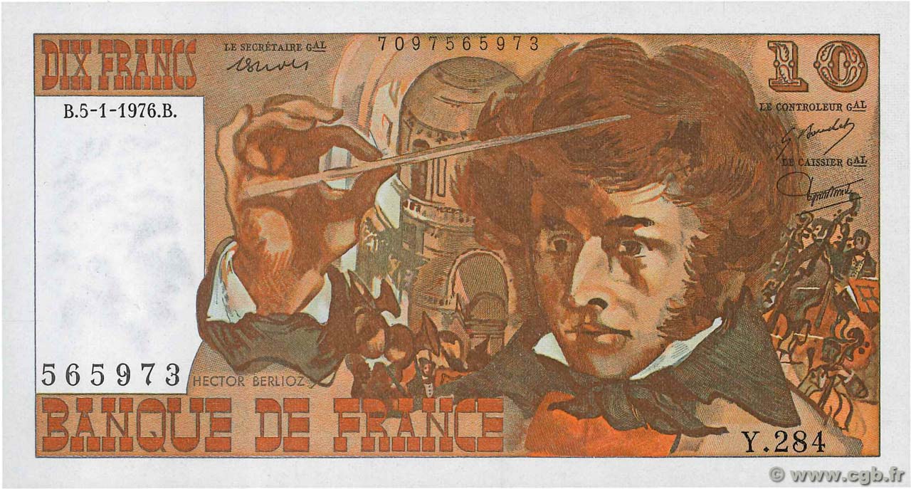 10 Francs BERLIOZ FRANCE  1976 F.63.17 SPL+