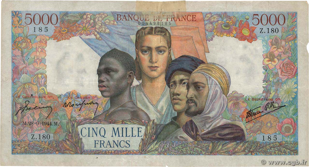 5000 Francs EMPIRE FRANÇAIS FRANCE  1944 F.47.08 pr.TB