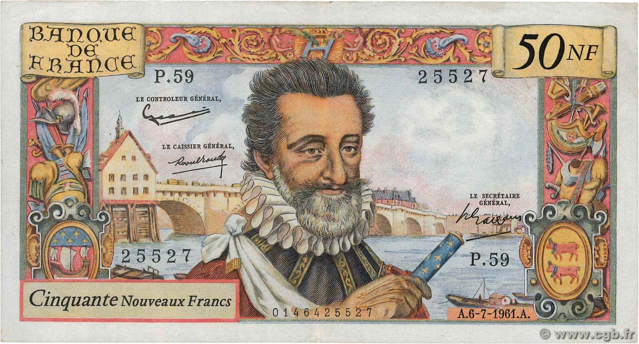 50 Nouveaux Francs HENRI IV FRANCE  1961 F.58.06 TTB