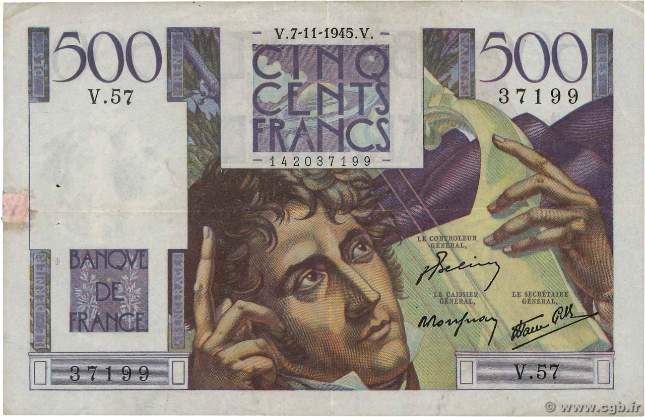 500 Francs CHATEAUBRIAND FRANCE  1945 F.34.03 TB+