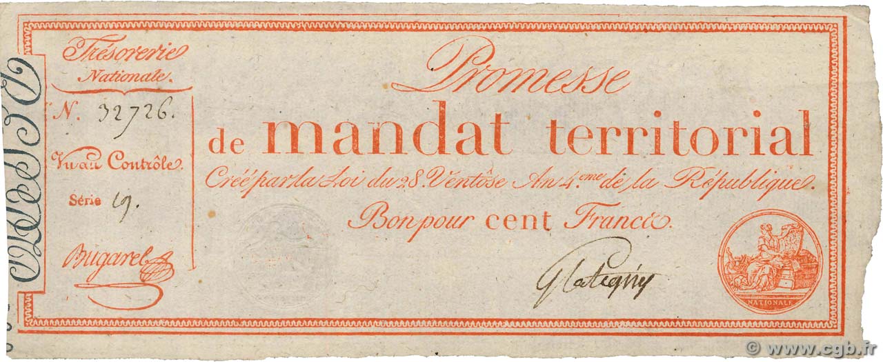 100 Francs avec série FRANCE  1796 Ass.60b pr.TTB