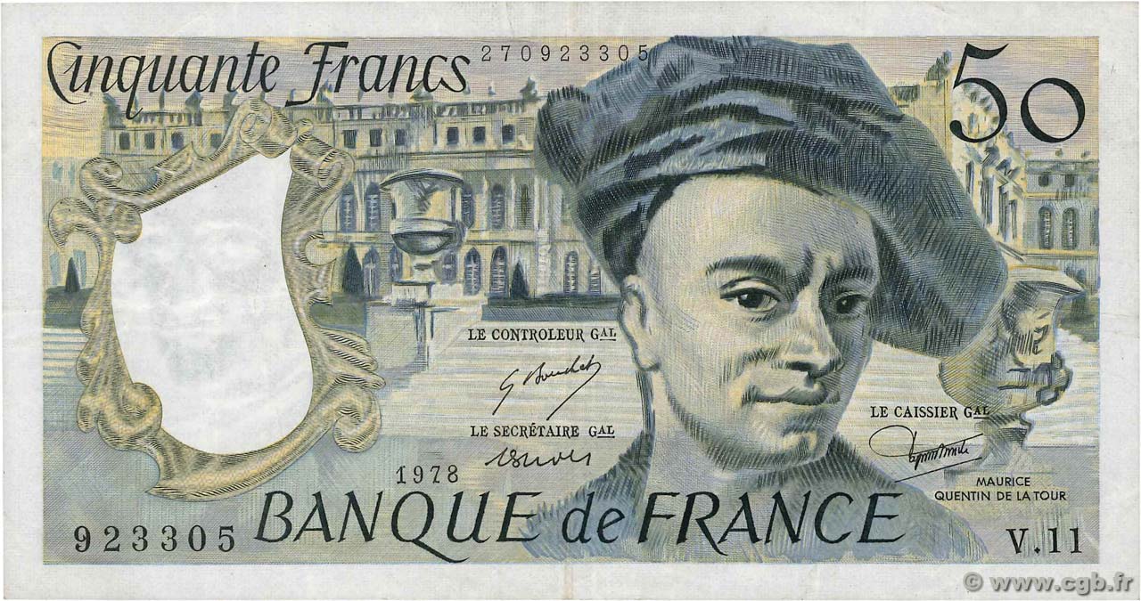 50 Francs QUENTIN DE LA TOUR FRANCE  1978 f.67.03 TB