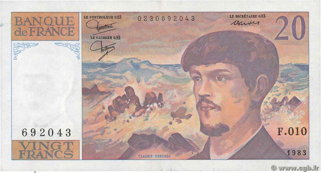 20 Francs DEBUSSY FRANCE  1983 F.66.04 TTB