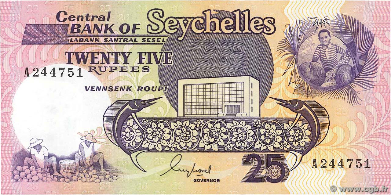 25 Rupees SEYCHELLES  1989 P.33 FDC