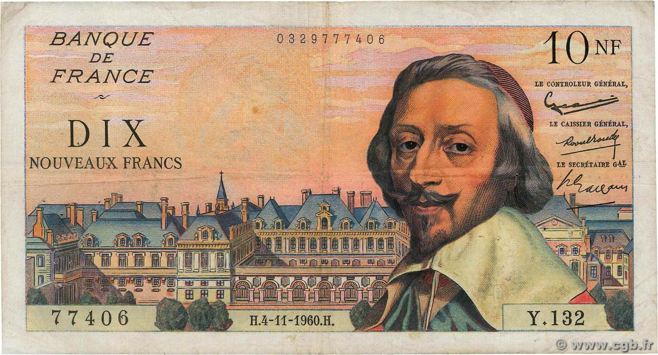 10 Nouveaux Francs RICHELIEU FRANCE  1960 F.57.11 TB