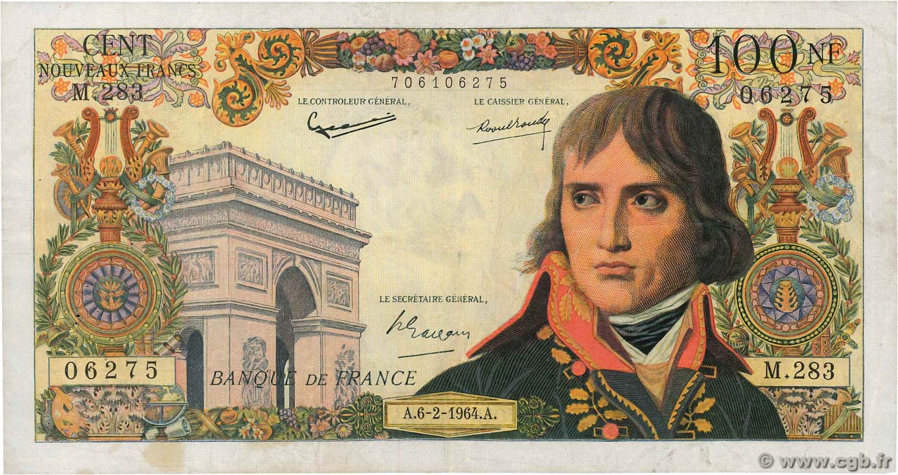 100 Nouveaux Francs BONAPARTE FRANCIA  1964 F.59.25 BC+