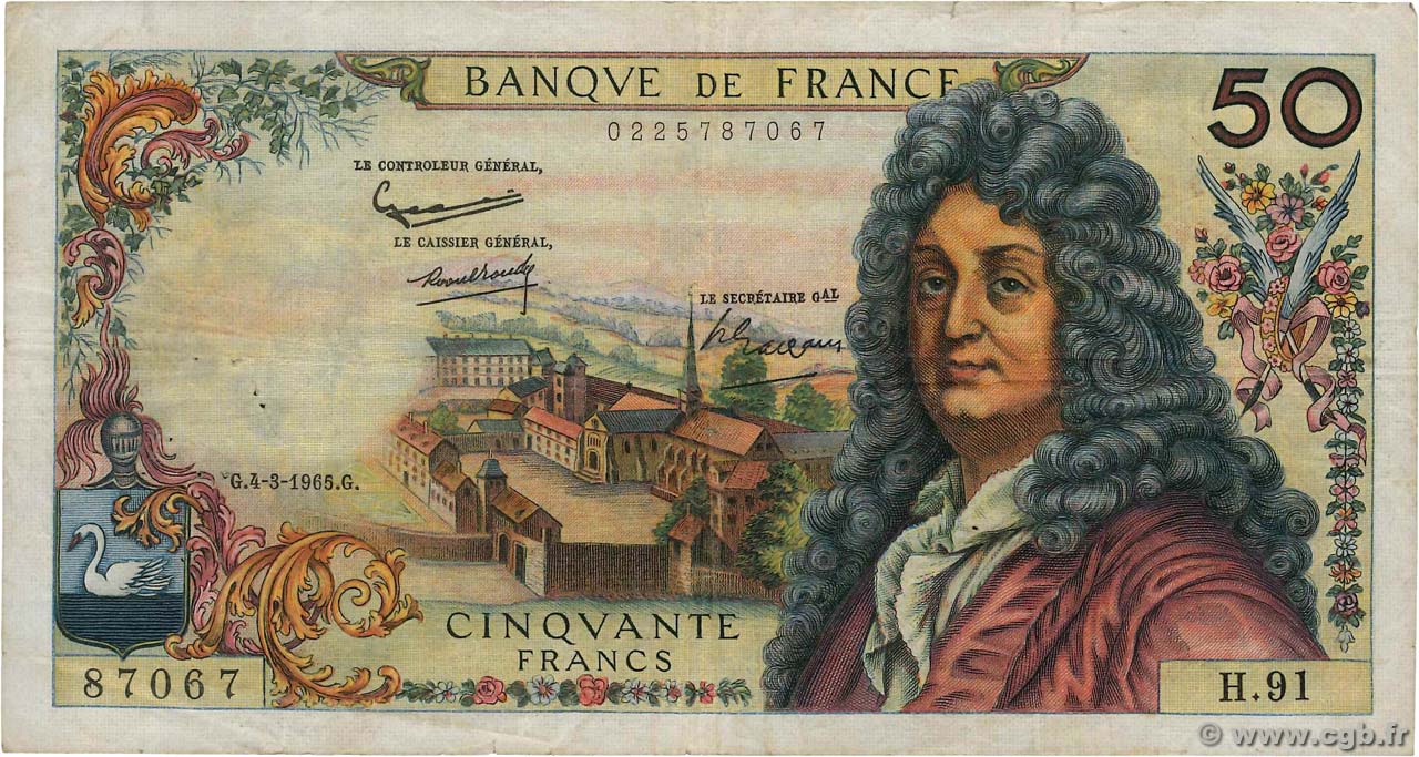 50 Francs RACINE FRANCIA  1965 F.64.08 BC