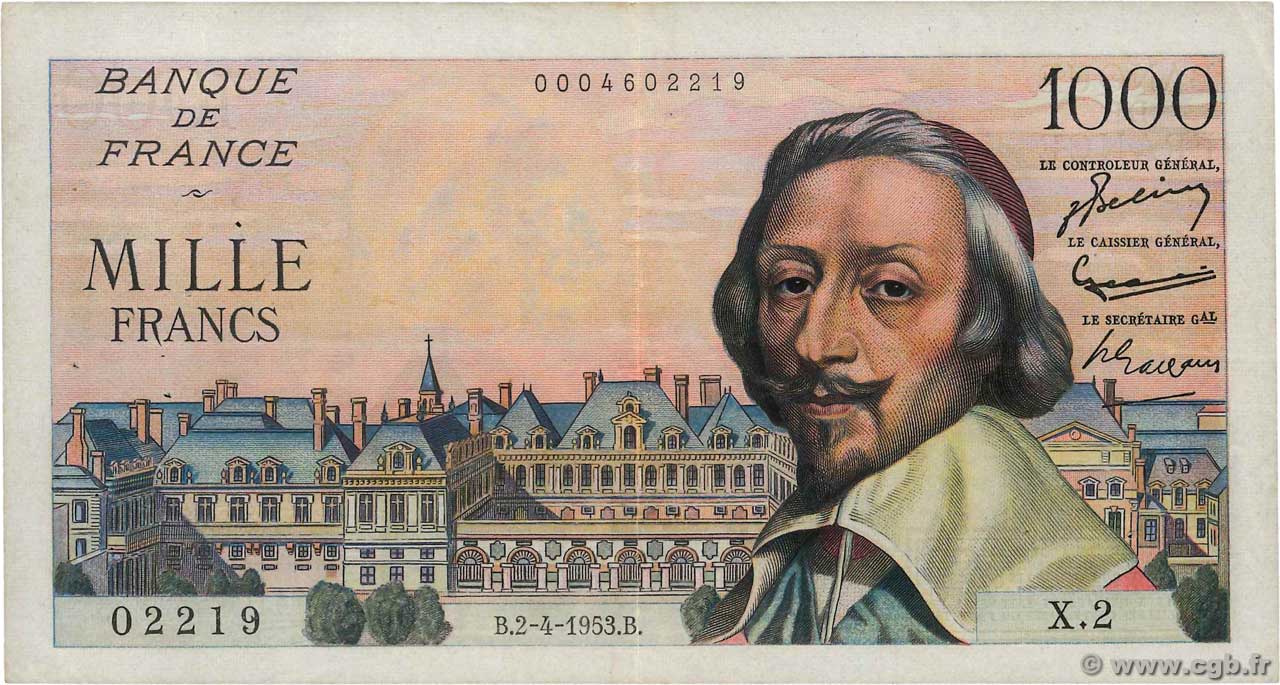 1000 Francs RICHELIEU Fauté FRANCE  1953 F.42.01 F