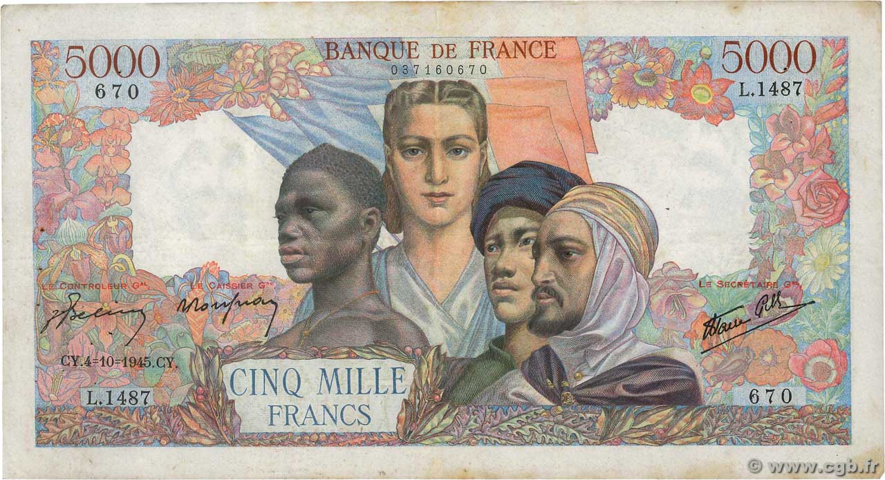 5000 Francs EMPIRE FRANÇAIS FRANCE  1945 F.47.46 TB+