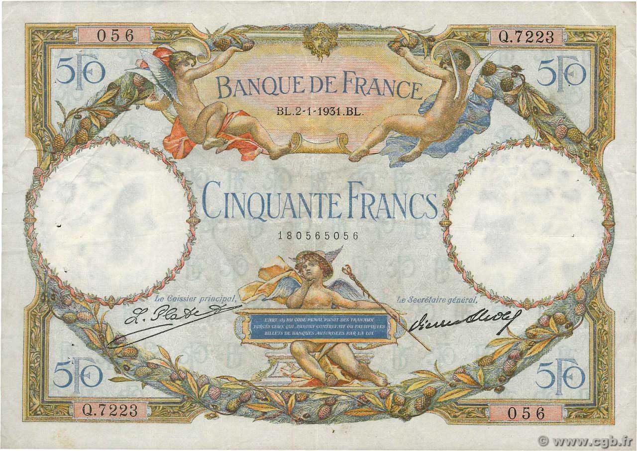 50 Francs LUC OLIVIER MERSON type modifié FRANCE  1931 F.16.02 F