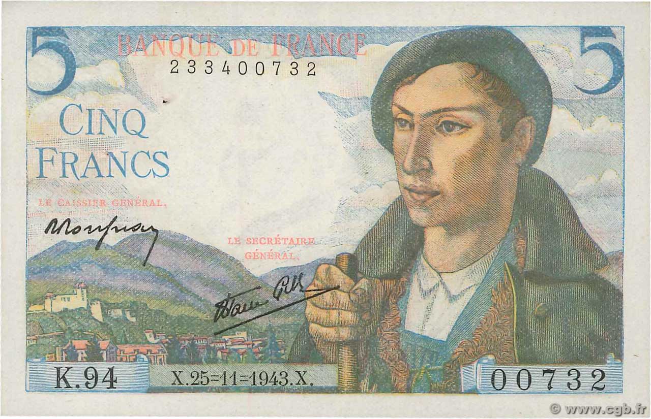 5 Francs BERGER FRANCIA  1943 F.05.04 EBC