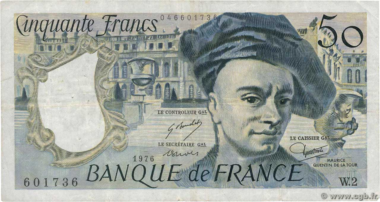 50 Francs QUENTIN DE LA TOUR FRANKREICH  1976 F.67.01 S