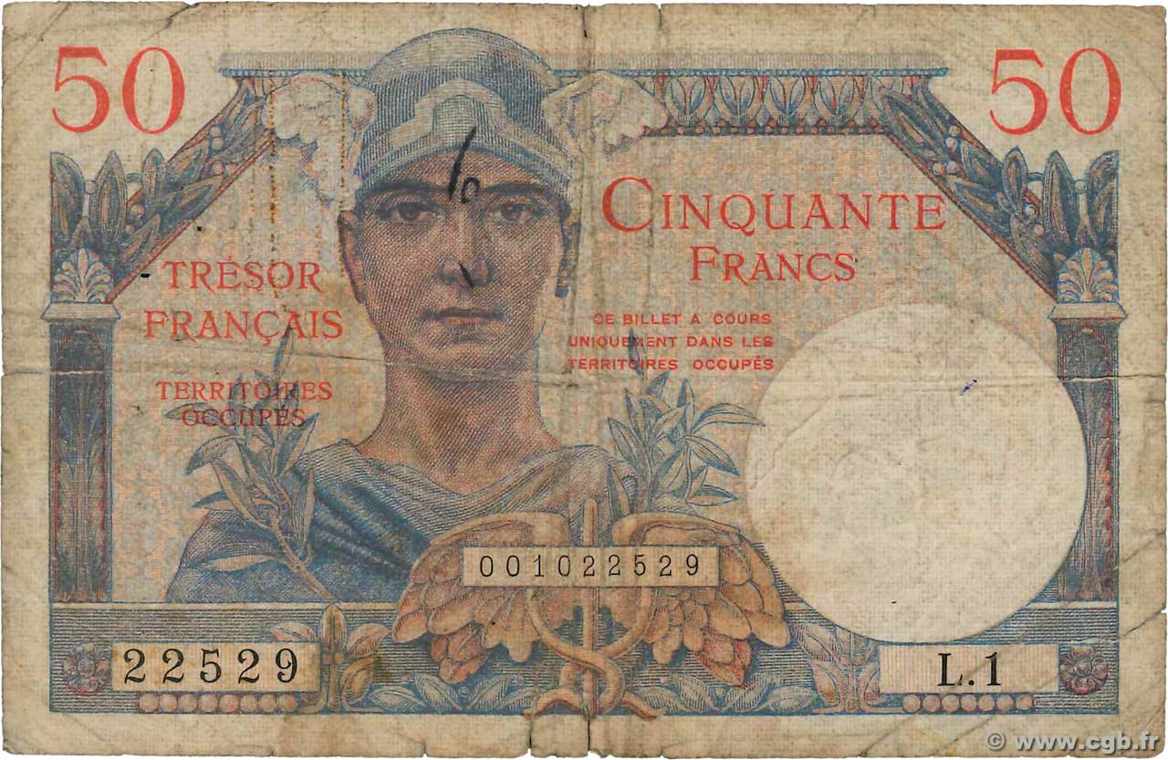 50 Francs TRÉSOR FRANÇAIS FRANCE  1947 VF.31.01 pr.B