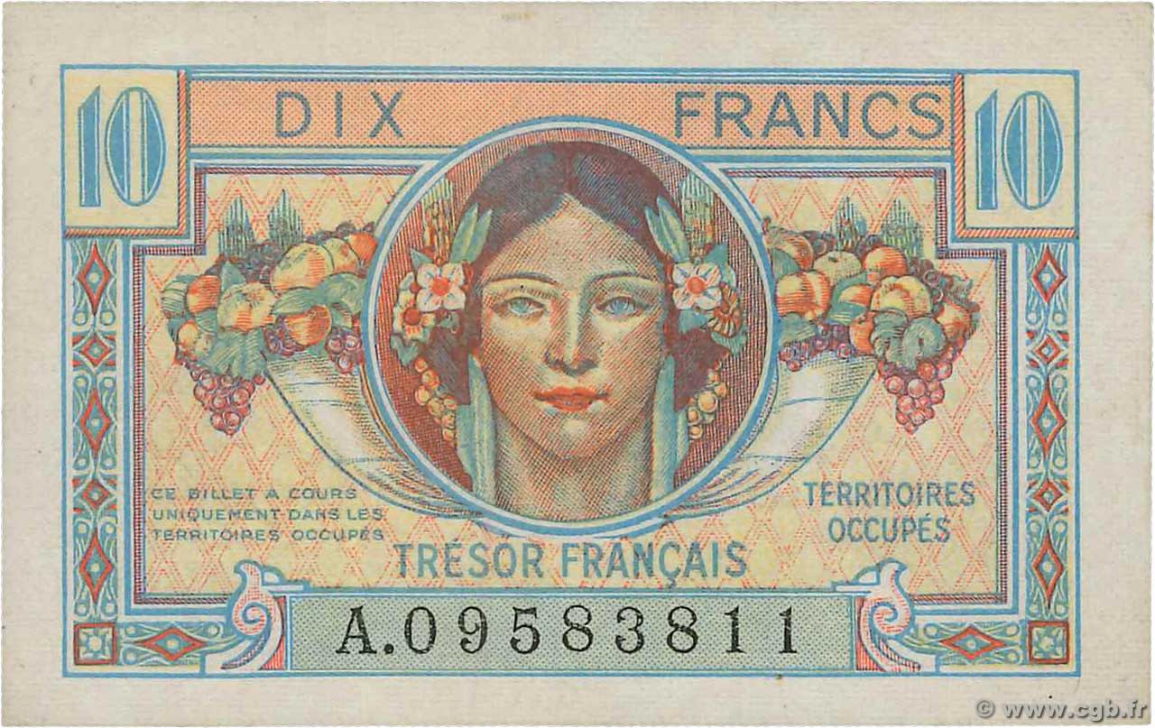 10 Francs TRÉSOR FRANÇAIS FRANCIA  1947 VF.30.01 q.SPL