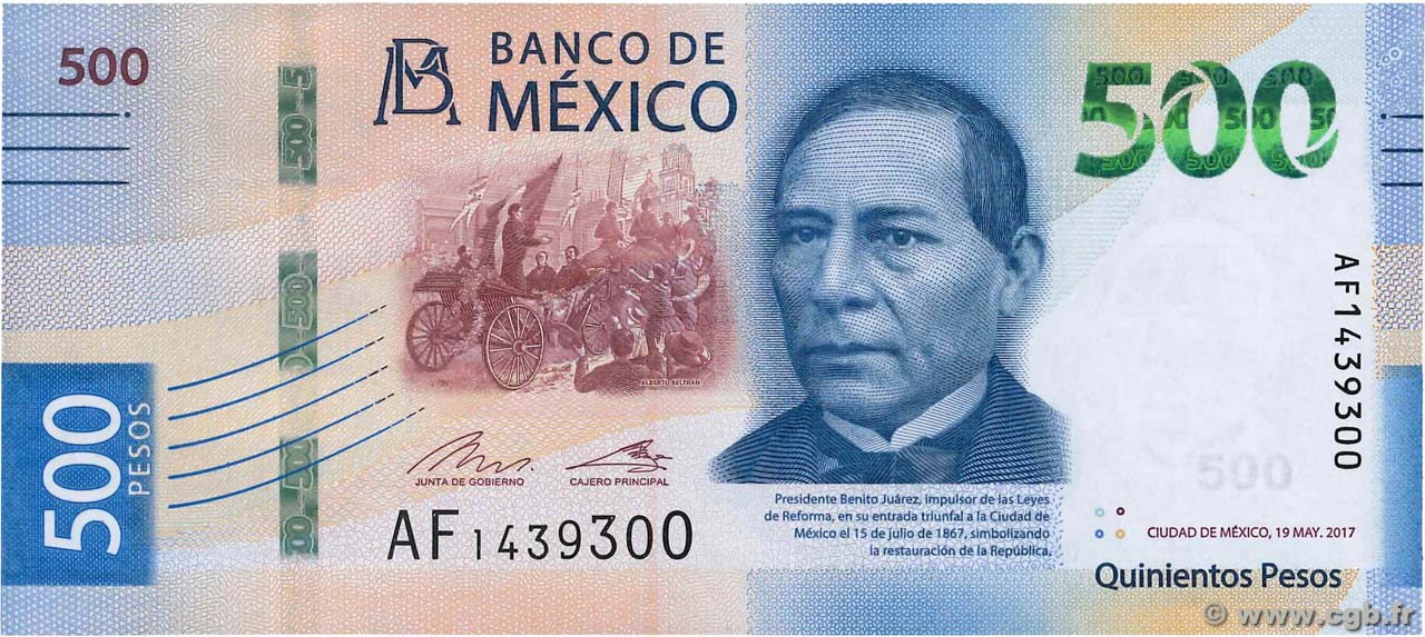 500 Pesos MEXIQUE  2017 P.New NEUF