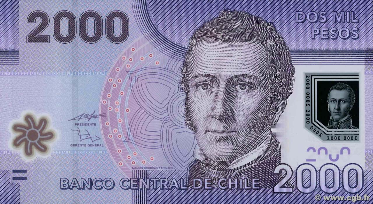 2000 Pesos CILE  2009 P.162a FDC