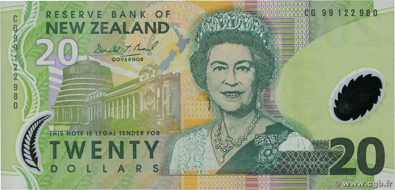 20 Dollars NEW ZEALAND  1999 P.187a XF
