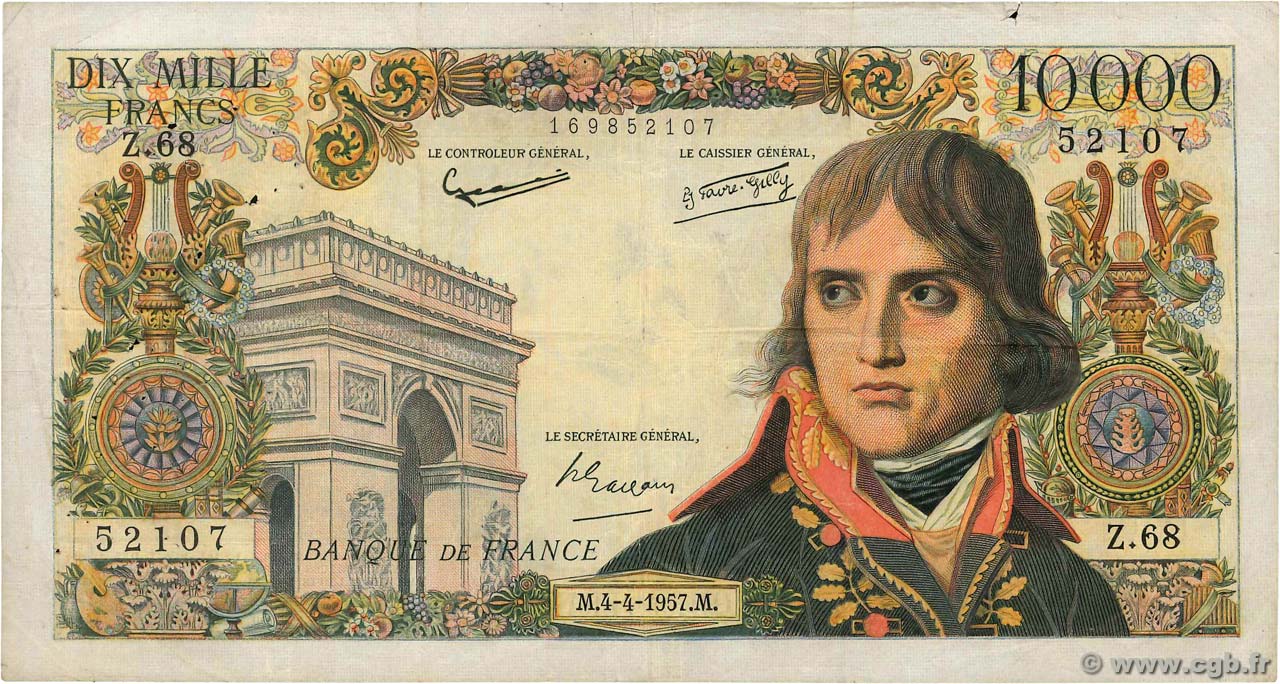 10000 Francs BONAPARTE FRANCIA  1957 F.51.07 MB