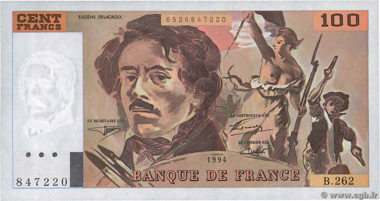 100 Francs DELACROIX 442-1 & 442-2 FRANCE  1994 F.69ter.01b NEUF